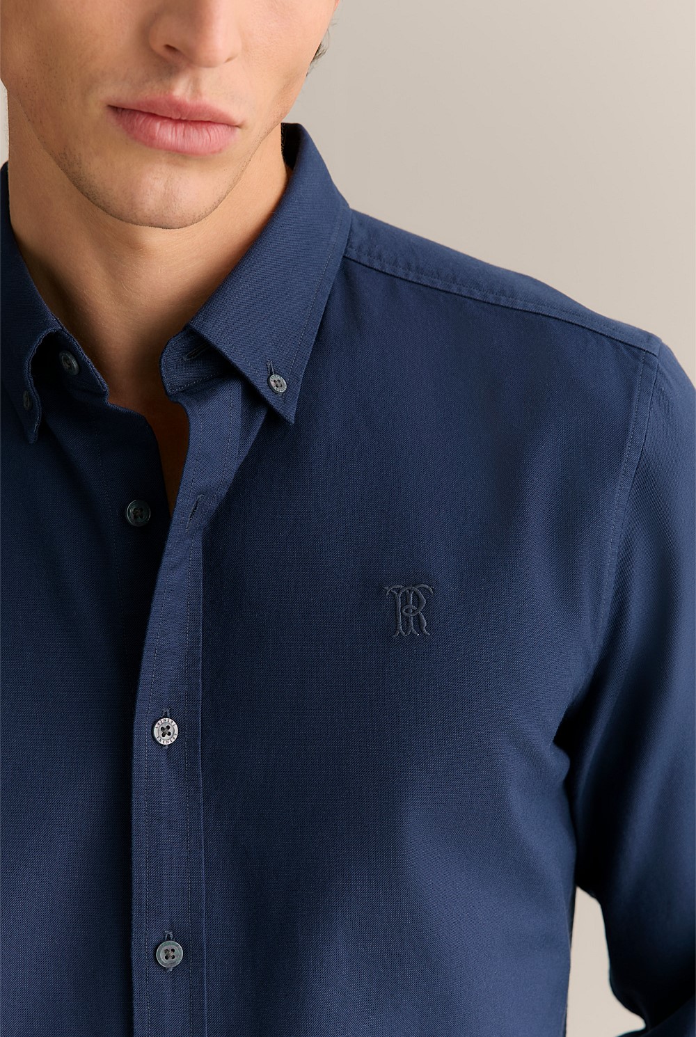 Regular Fit Cotton Monogram Oxford Shirt