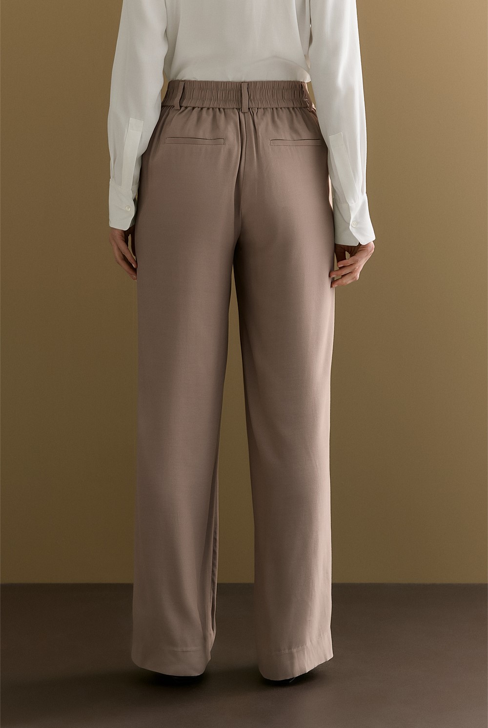 Pintuck Detail Wide Leg Pant