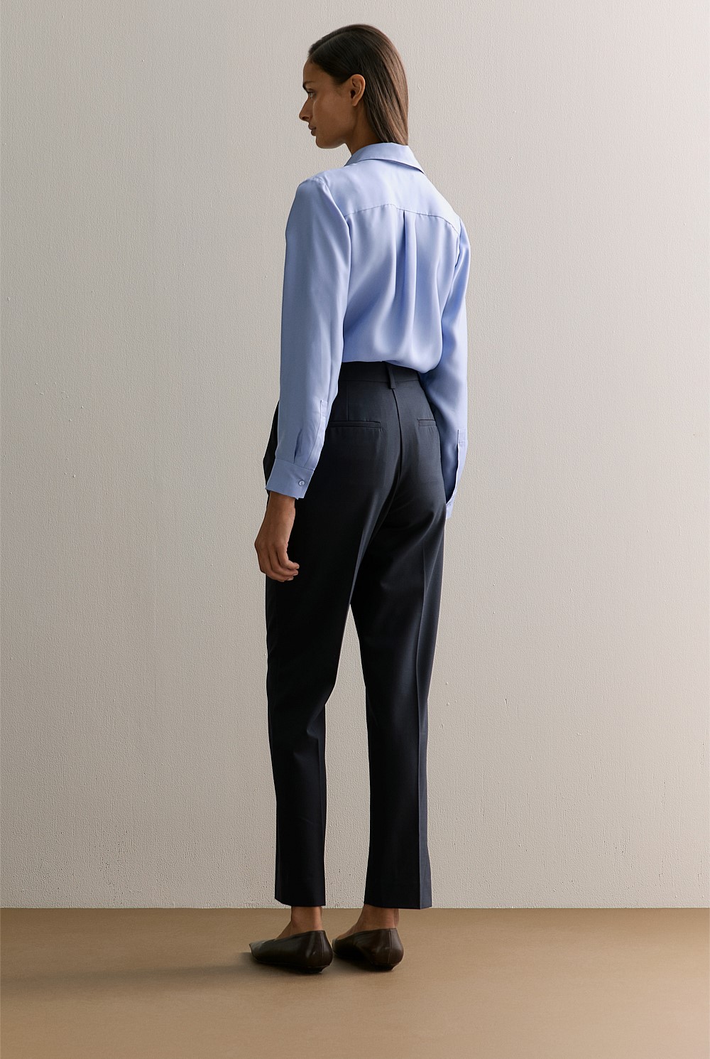 Yarn Dyed Wool Blend Tailored Trouser