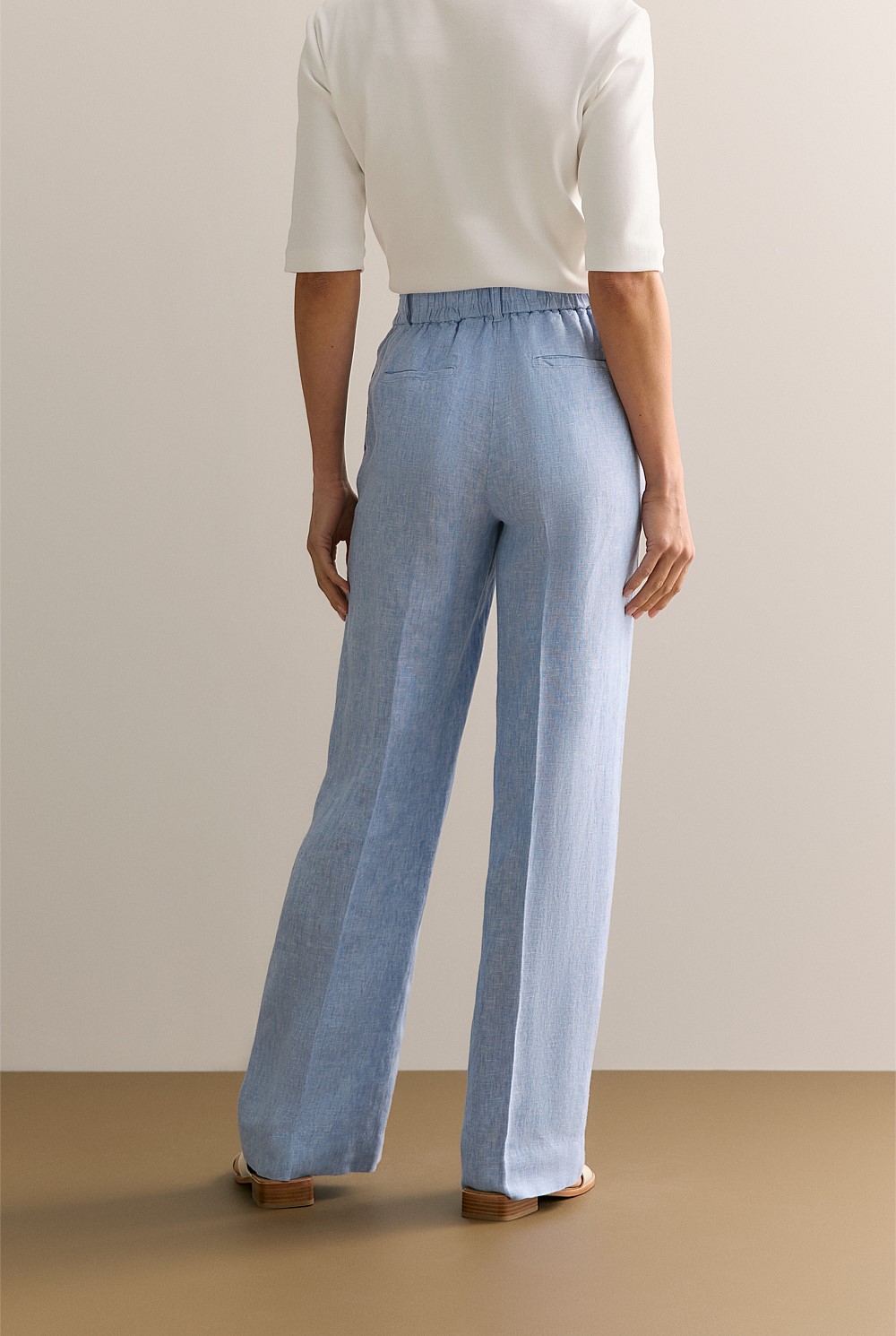 Yarn Dyed Linen Wide Leg Pant