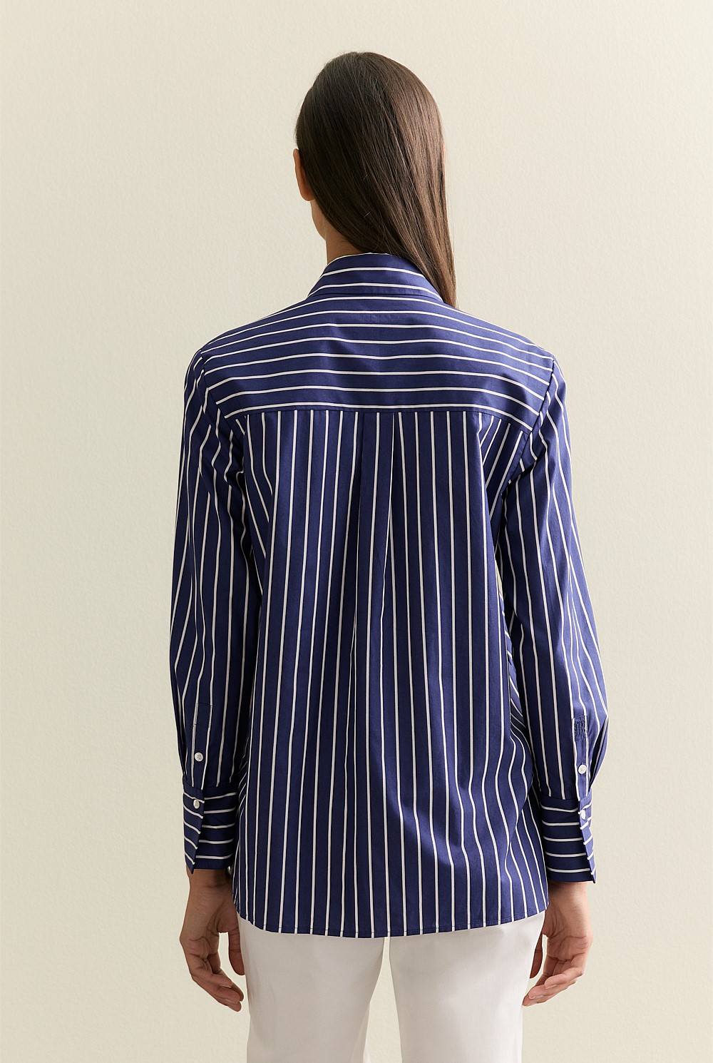 Cotton Poplin Striped Monogram Shirt