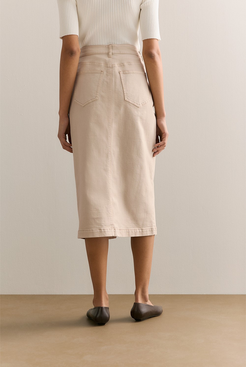 Australian Cotton Blend Garment Dyed Denim Skirt