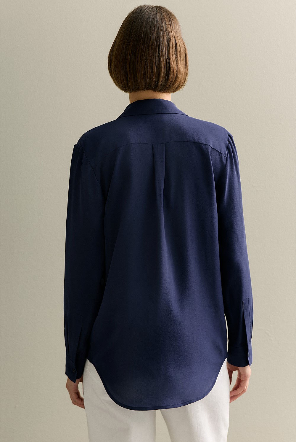 Silk Concealed Placket Shirt