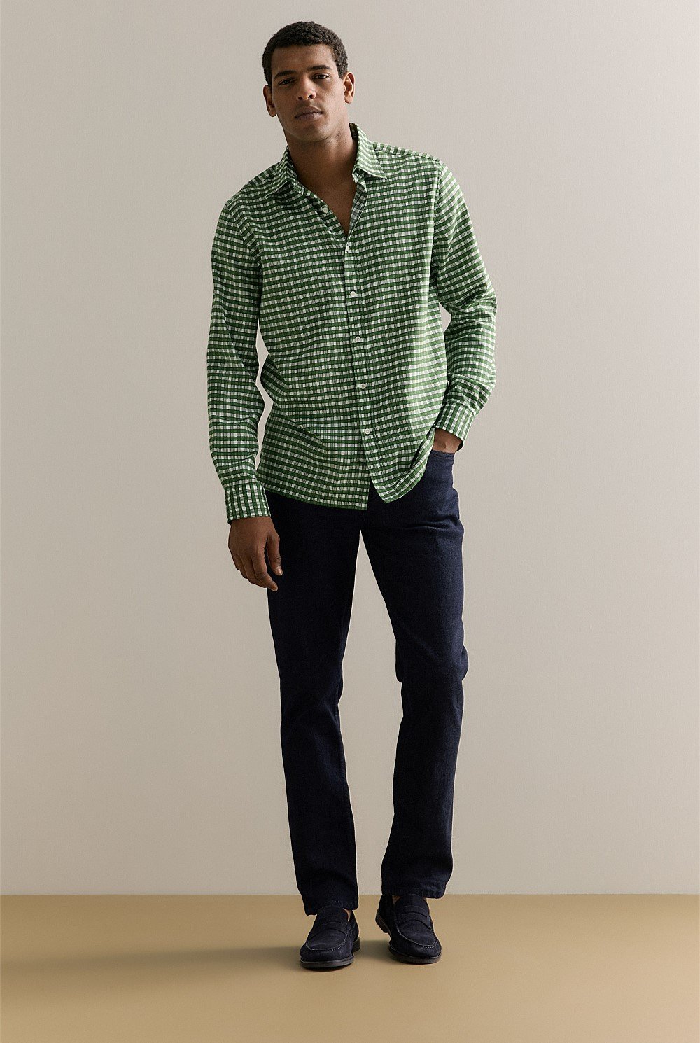 Regular Fit Cotton Painted Check Shirt