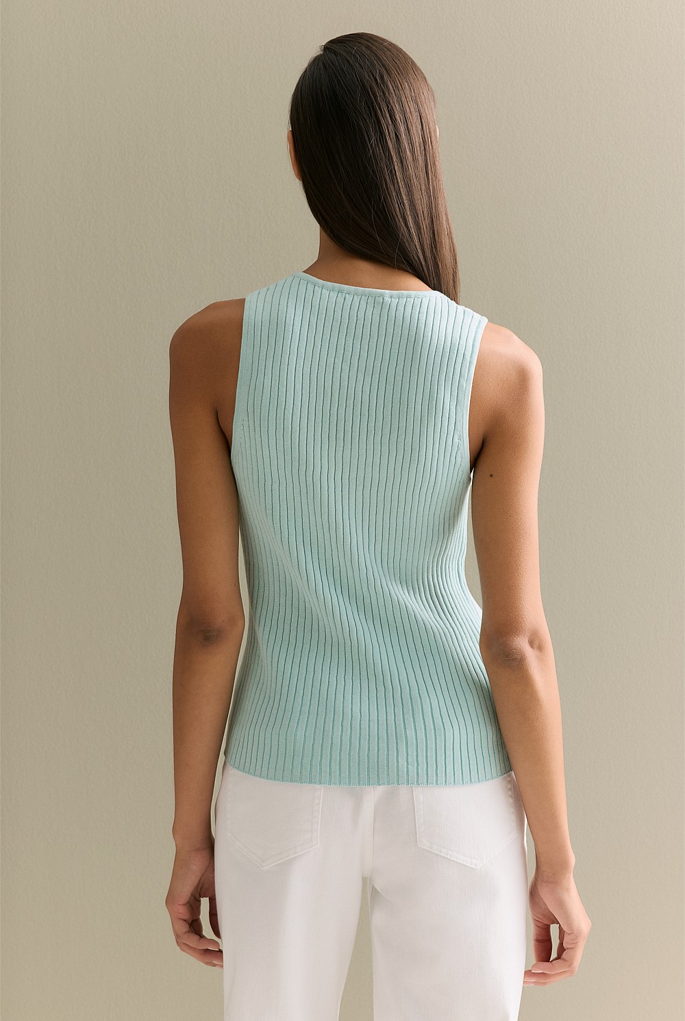 Mercerised Rib V Neck Tank