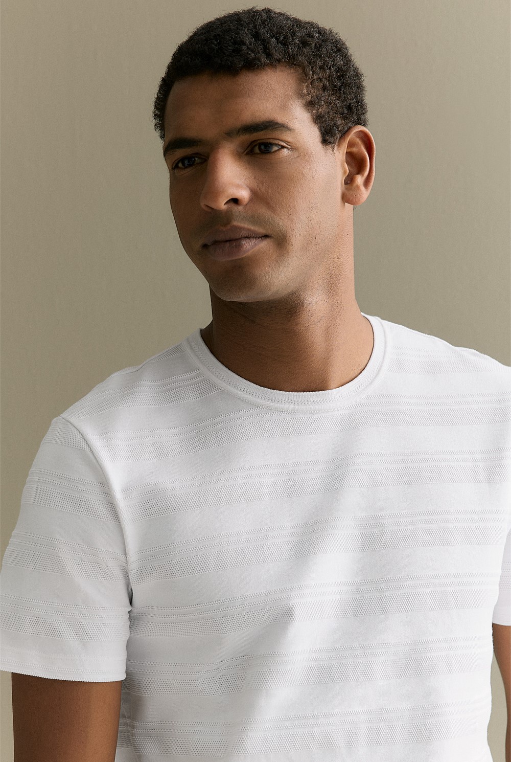 Cotton Jacquard Textured Stripe T-shirt