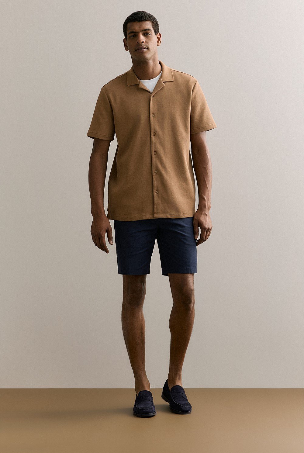 Regular Fit Cotton Blend Pique Shirt