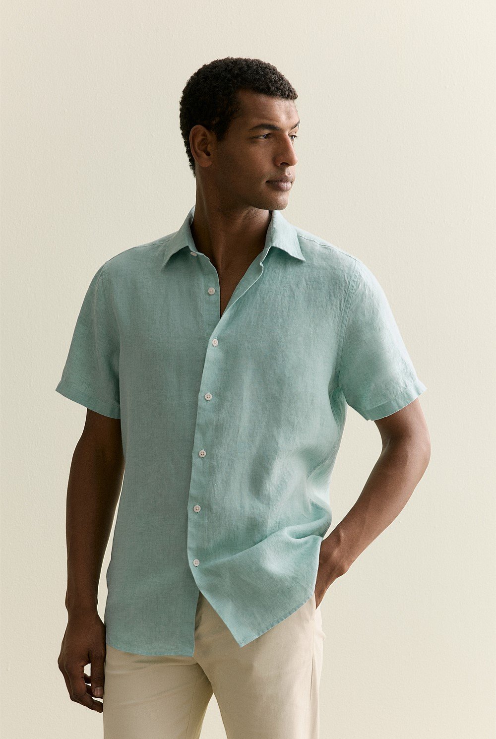 Regular Fit Delave Linen Short Sleeve Shirt