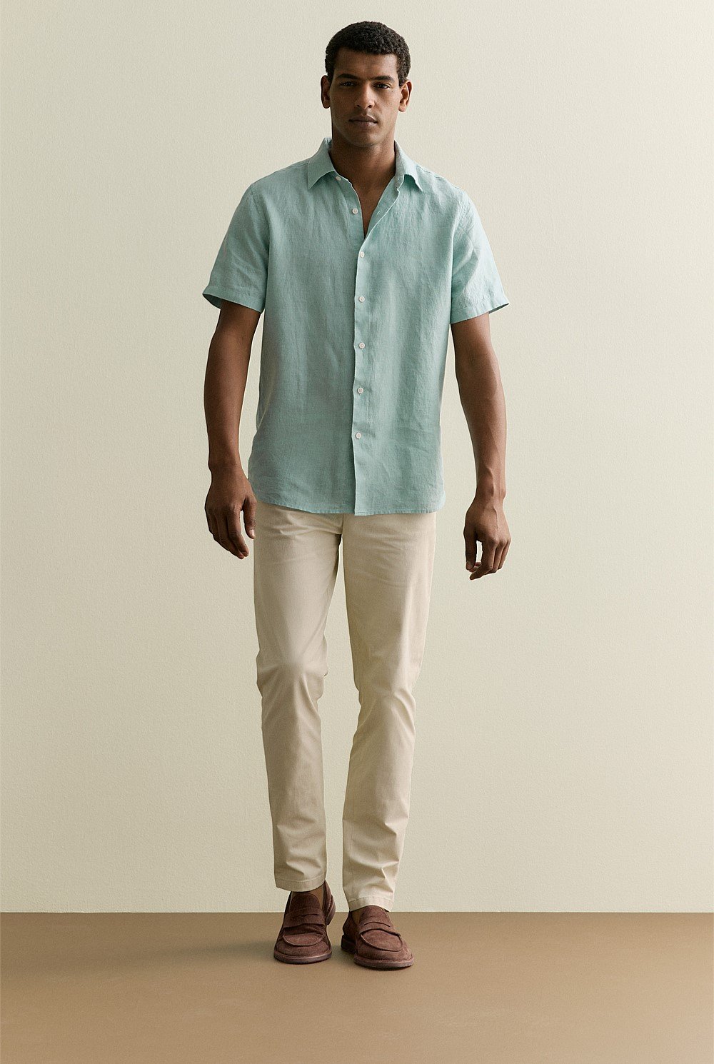 Regular Fit Delave Linen Short Sleeve Shirt