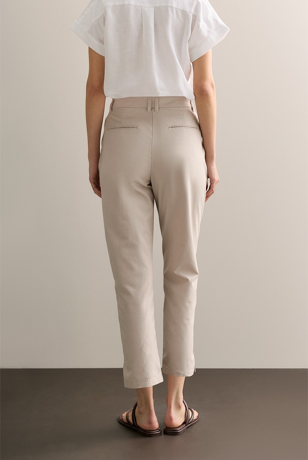 Yarn Dyed Stretch Cotton Twill Capri Pant