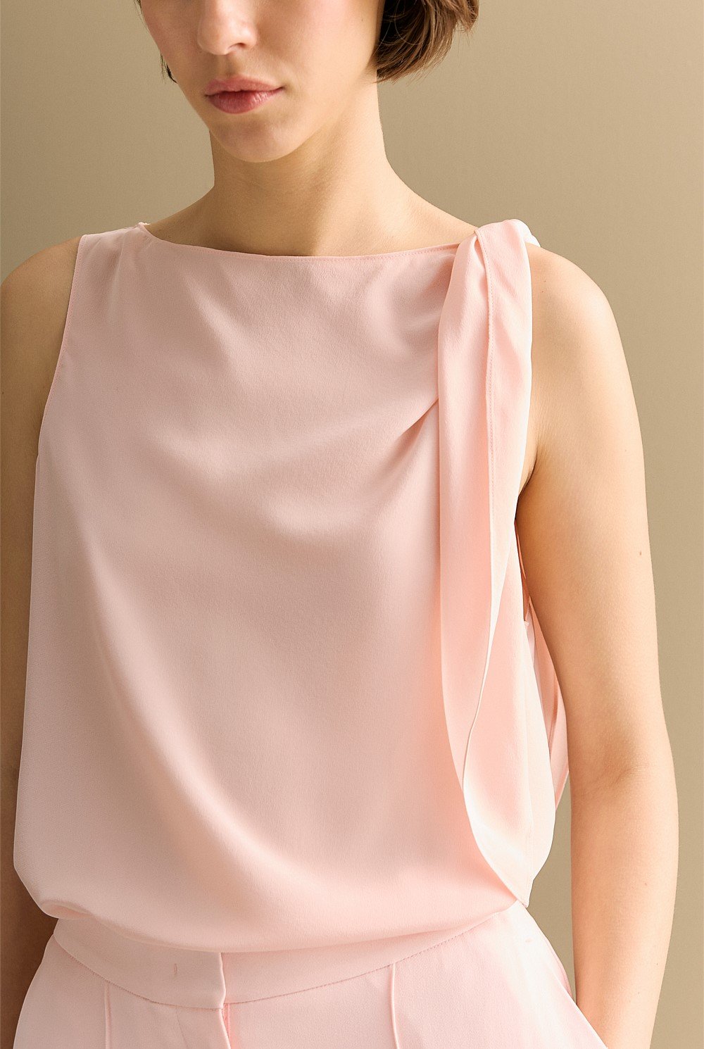 Silk Tie Detail Sleeveless Top