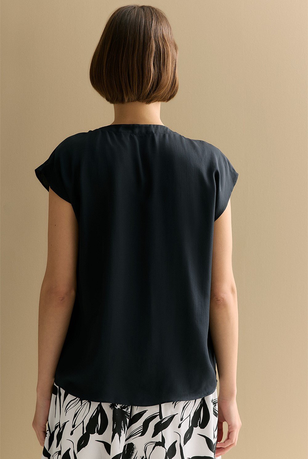 Modal Gather Detail Cap Sleeve Blouse