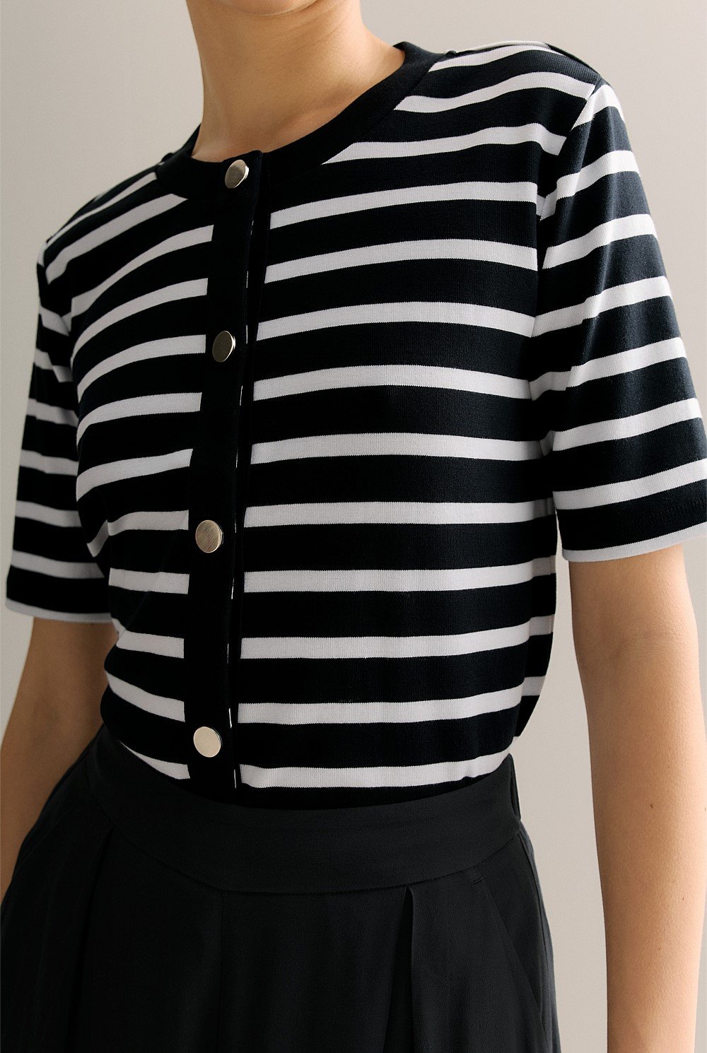 Australian Cotton Stripe Button Through Top