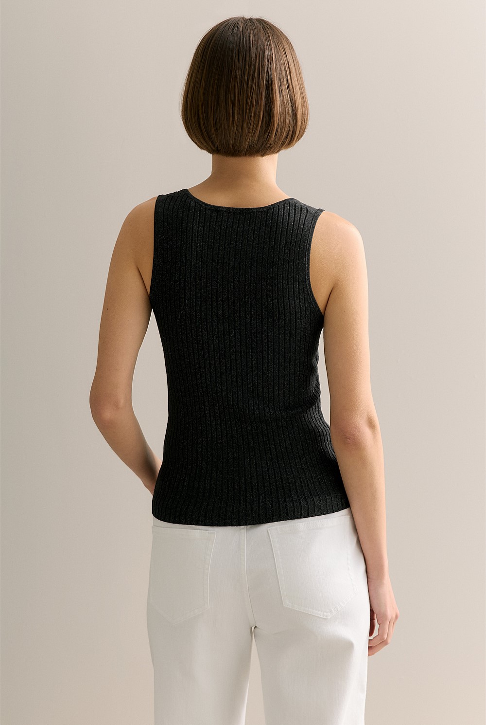 Shimmer Knit V Neck Tank