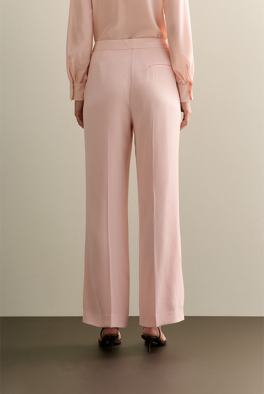 Pintuck Detail Wide Leg Pant