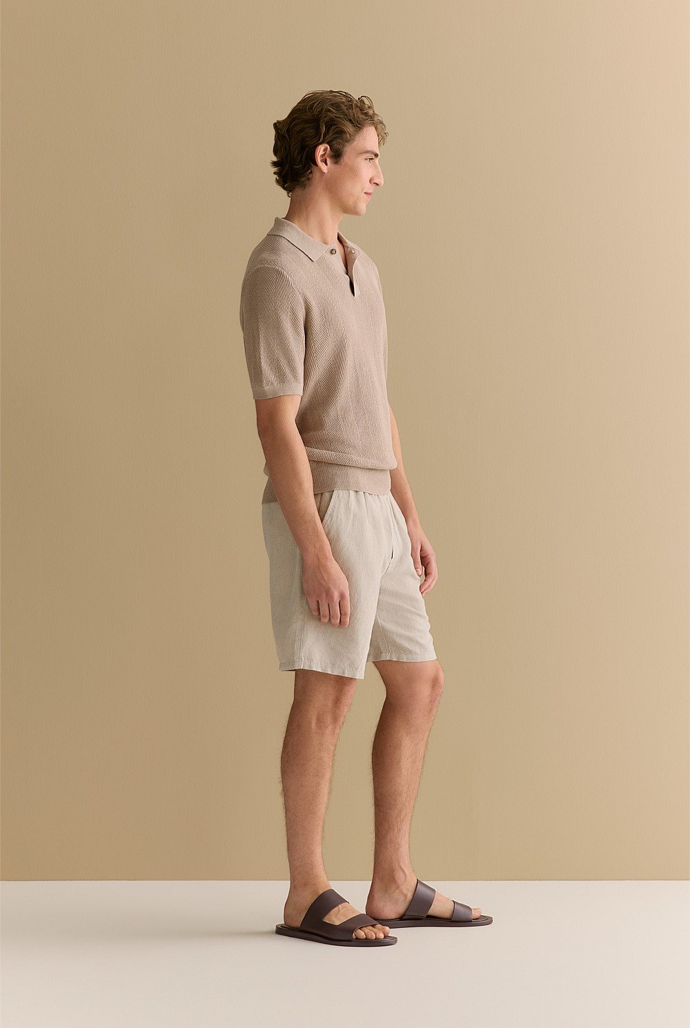 Linen Cotton Textured Stitch Polo