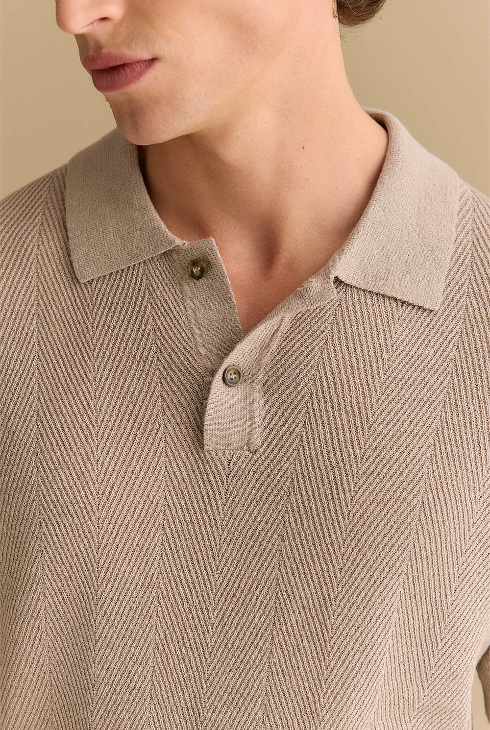 Linen Cotton Textured Stitch Polo