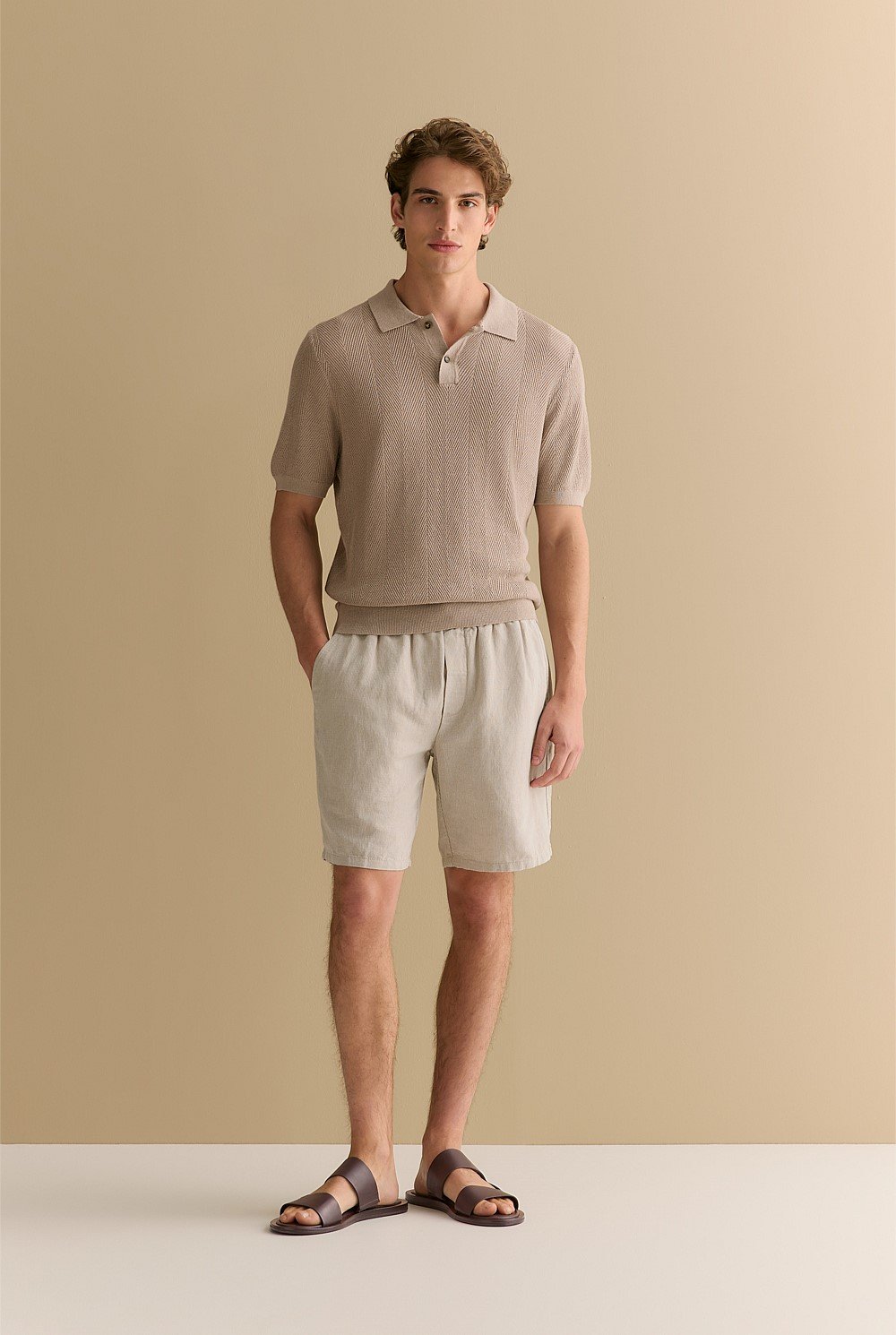 Linen Cotton Textured Stitch Polo