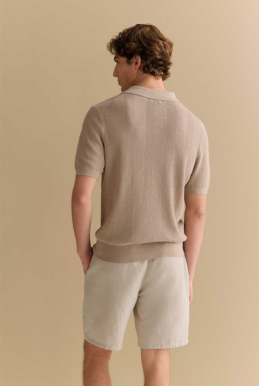 Linen Cotton Textured Stitch Polo