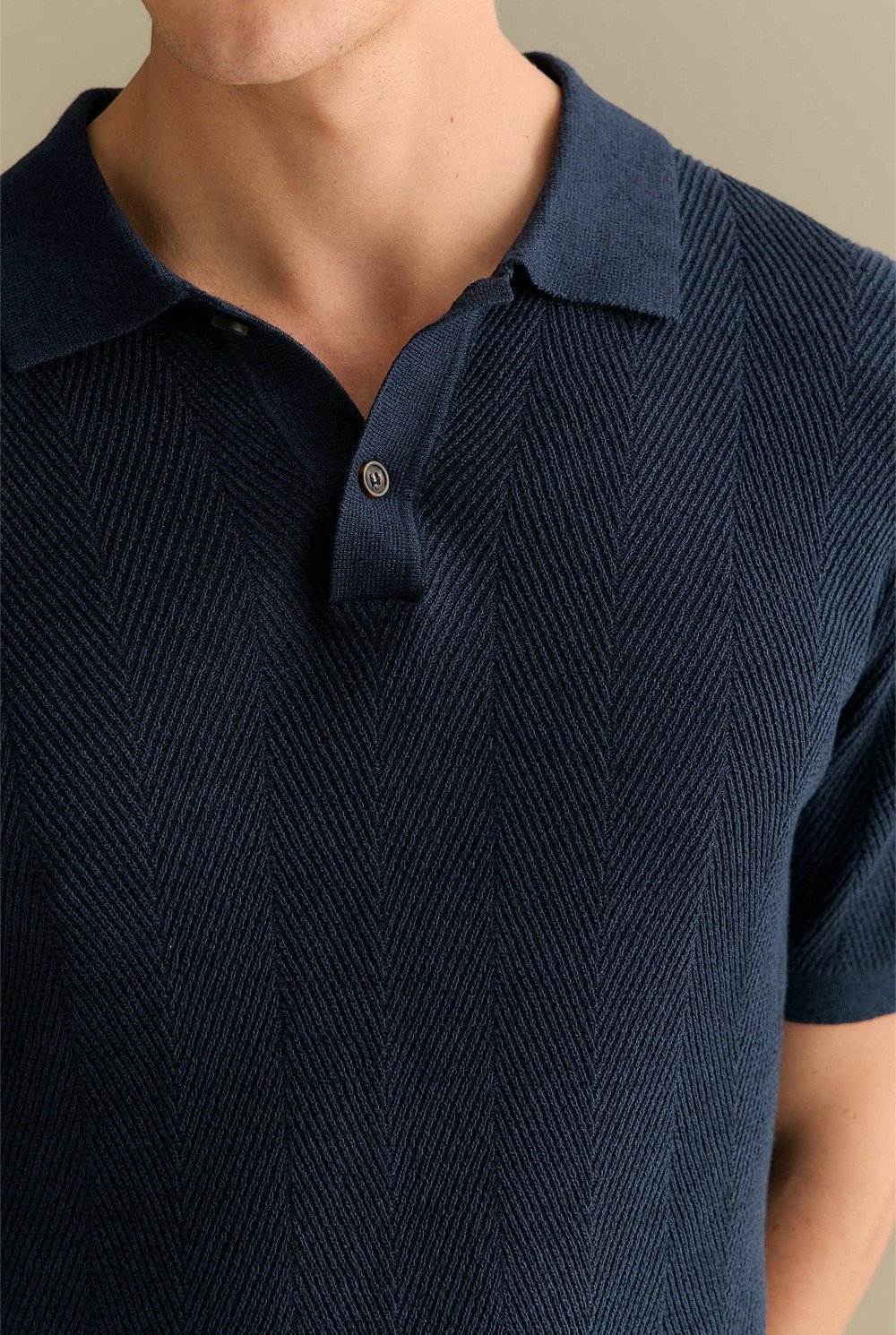 Linen Cotton Herringbone Polo