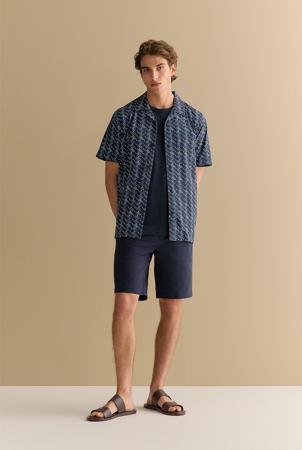 Regular Fit Etched Geo Short Sleeve Shirt