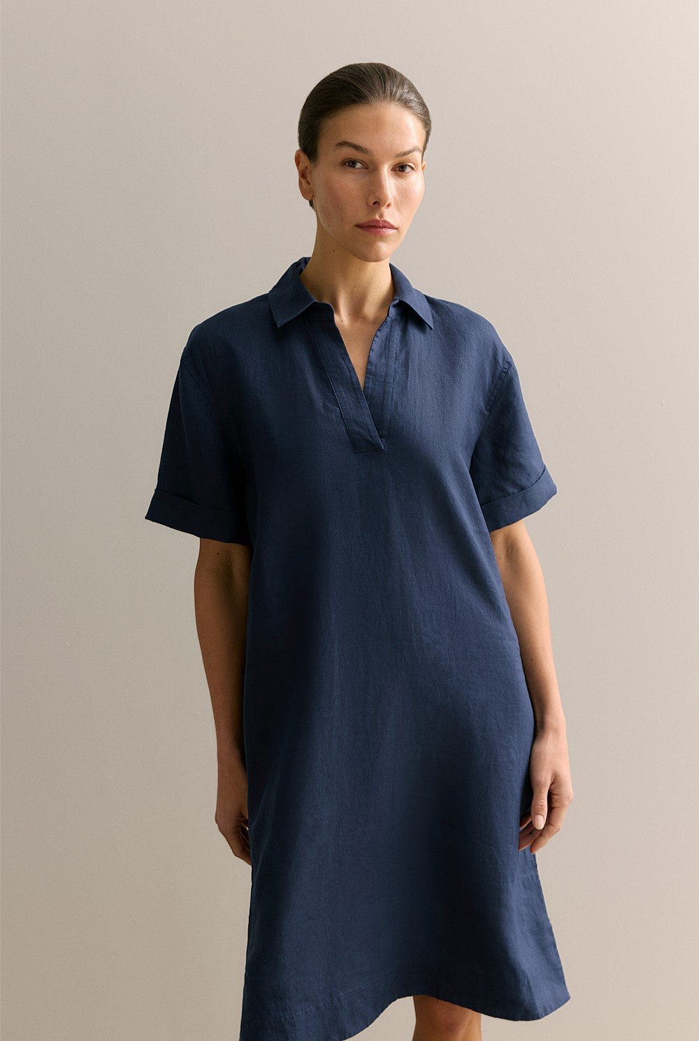 Linen Popover Shift Dress