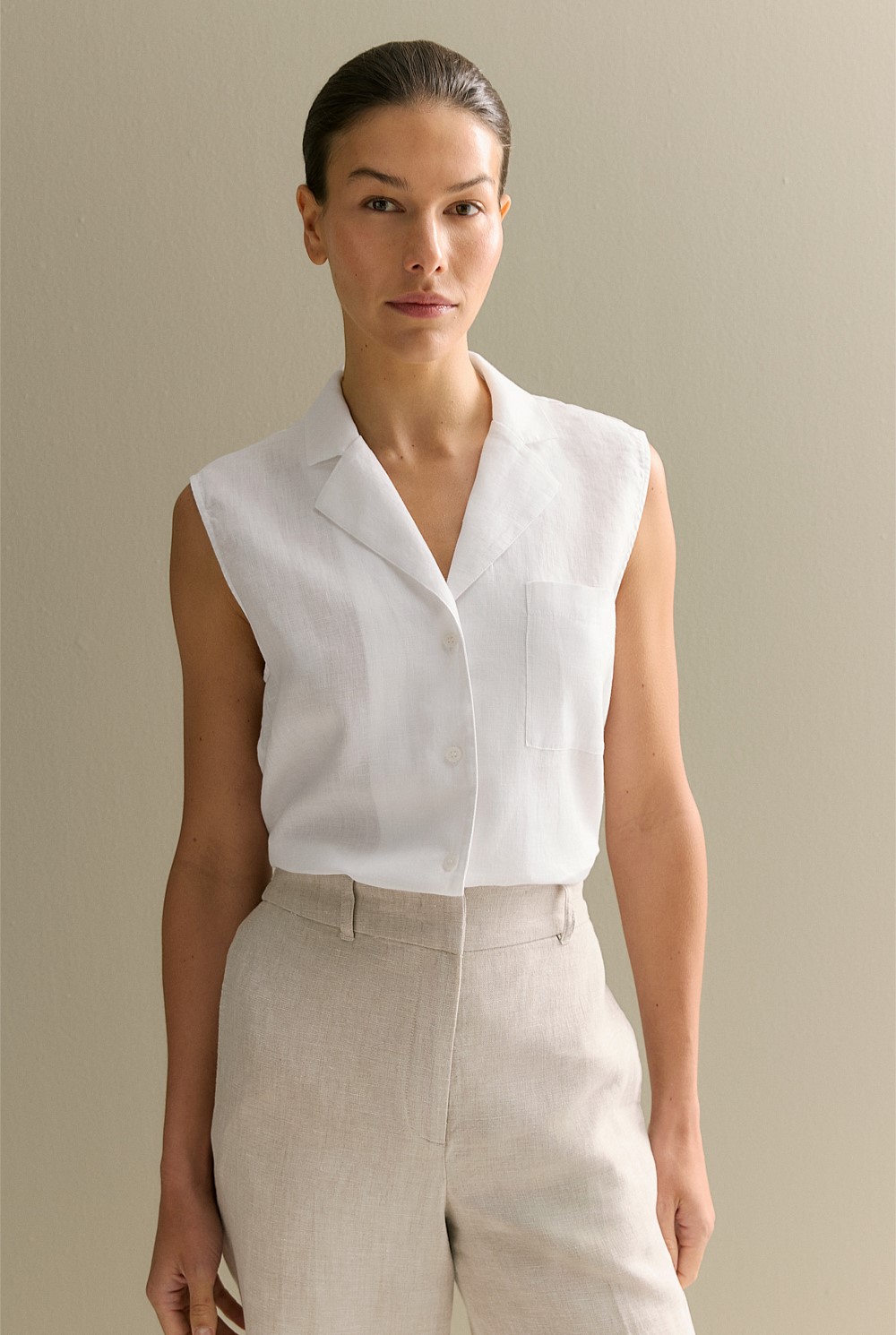 Linen Sleeveless Shirt