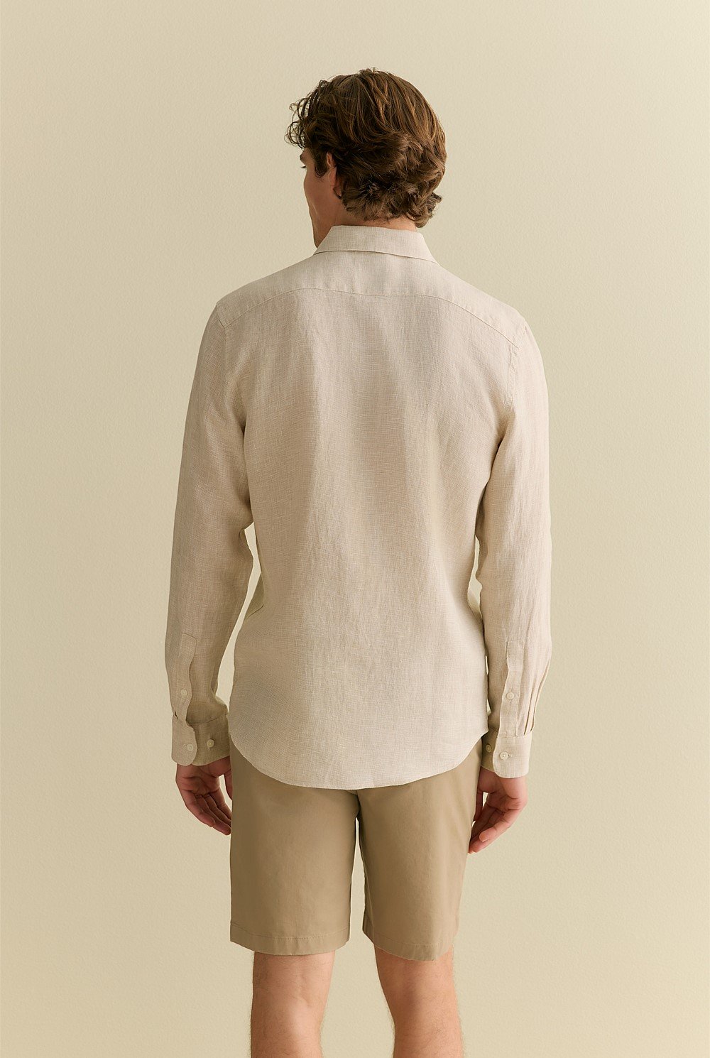 Tailored Fit Basketweave Linen Shirt