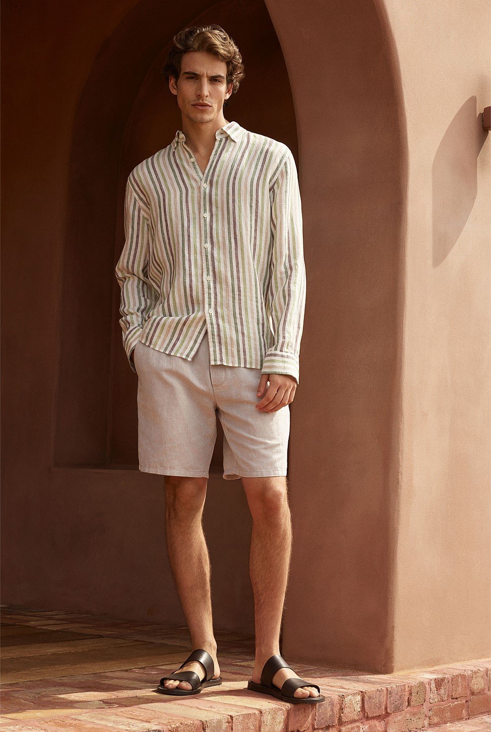 Regular Fit Linen Multi Stripe Shirt