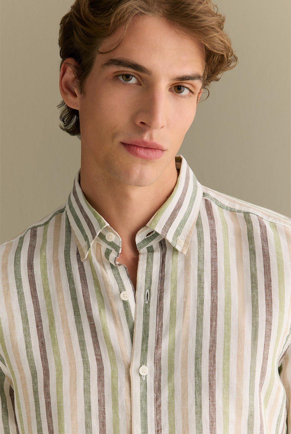 Regular Fit Linen Multi Stripe Shirt