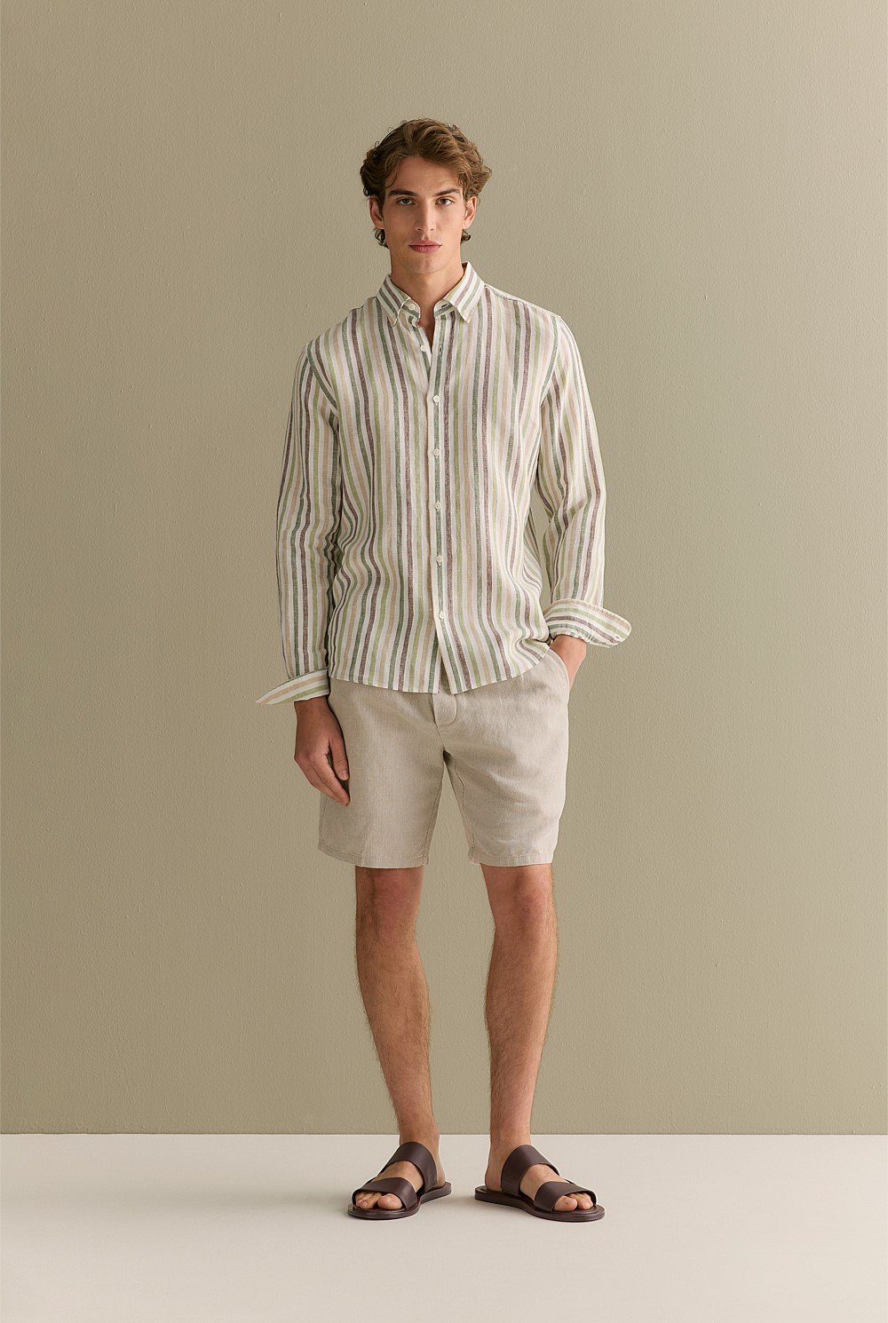 Regular Fit Linen Multi Stripe Shirt