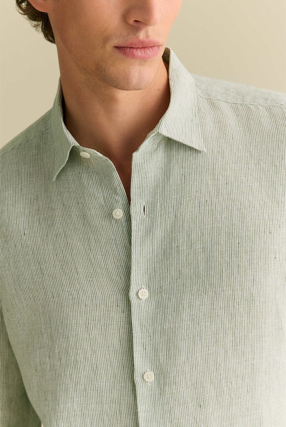 Tailored Fit Linen Stripe Shirt