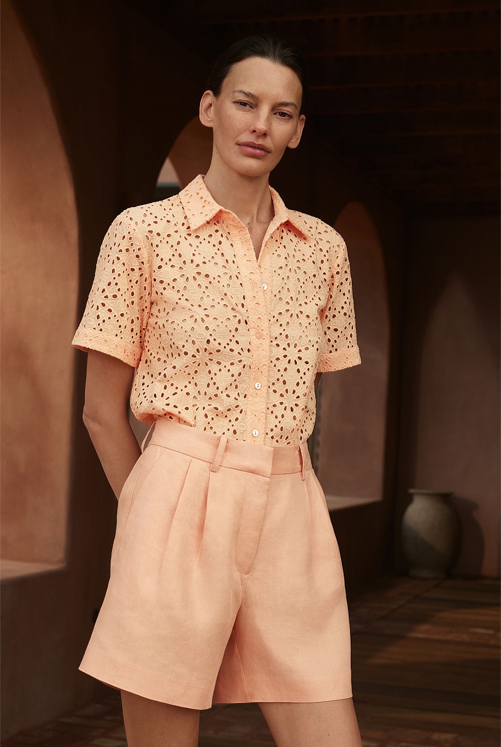 Broderie Anglaise Short Sleeve Shirt