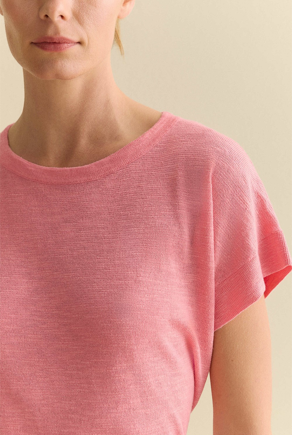 Linen Cotton Knit Relaxed T-shirt