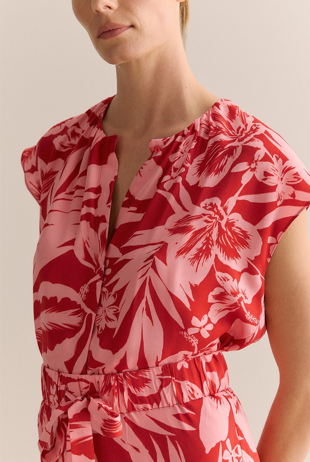 Hibiscus Modal Cap Sleeve Blouse