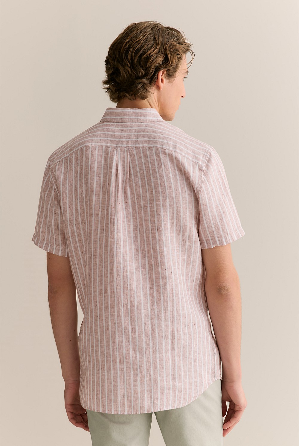 Linen Bold Stripe Short Sleeve Shirt