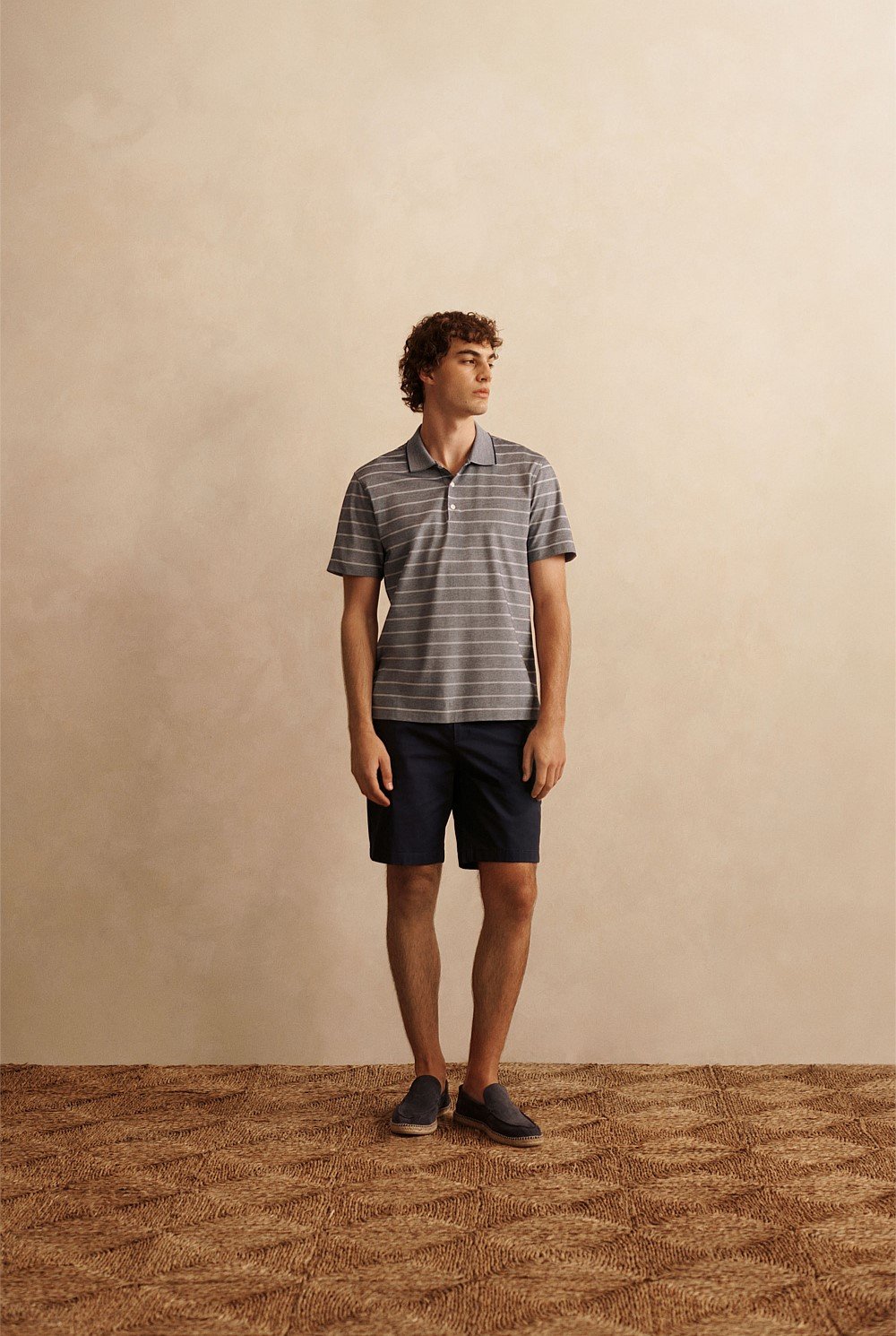 Mercerised Cotton Birdseye Stripe Polo