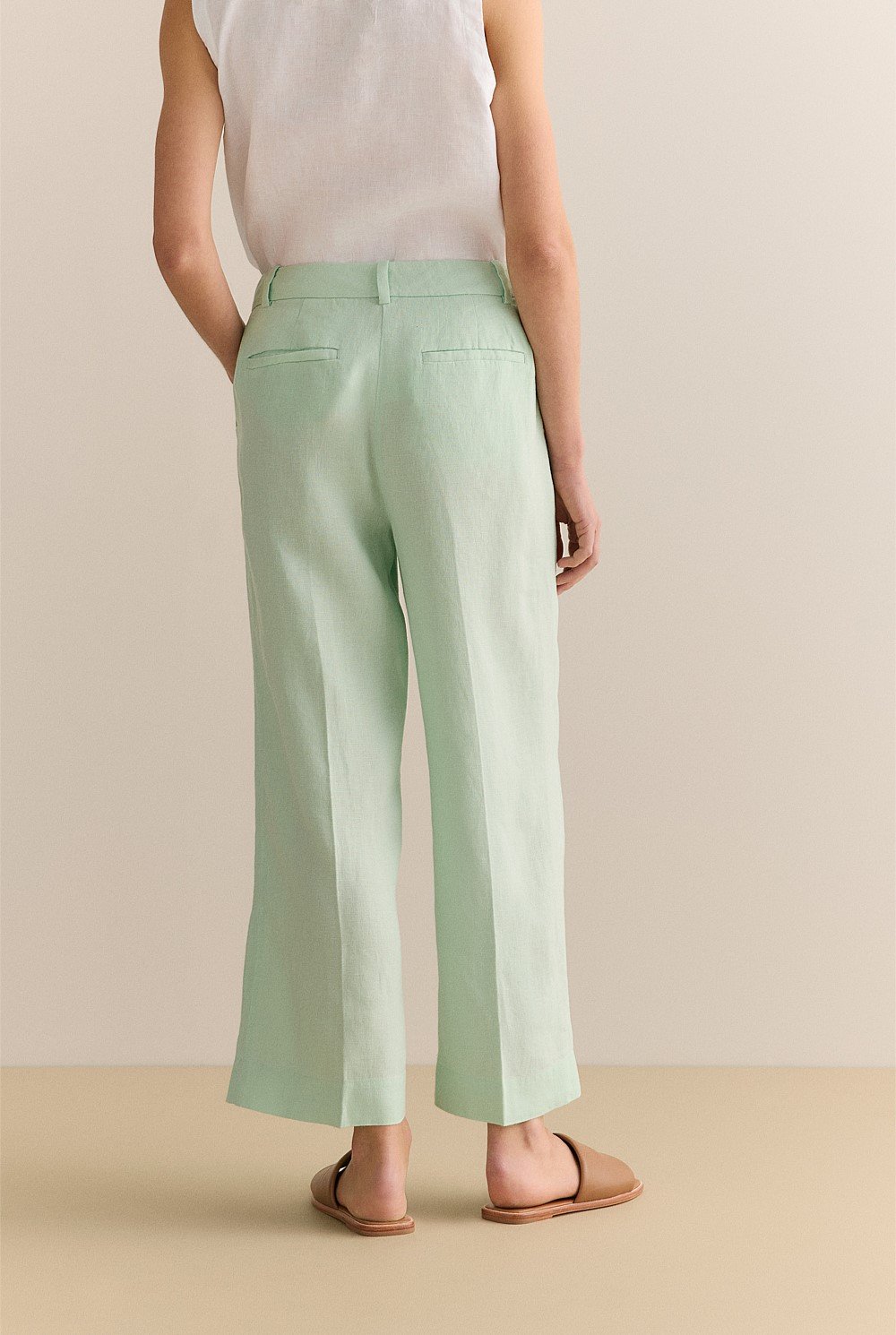 Linen Wide Leg Crop Pant