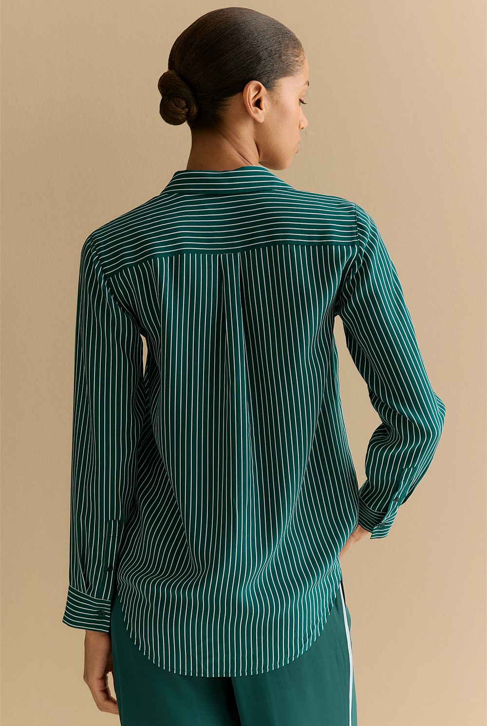 Silk Fine Stripe Classic Shirt