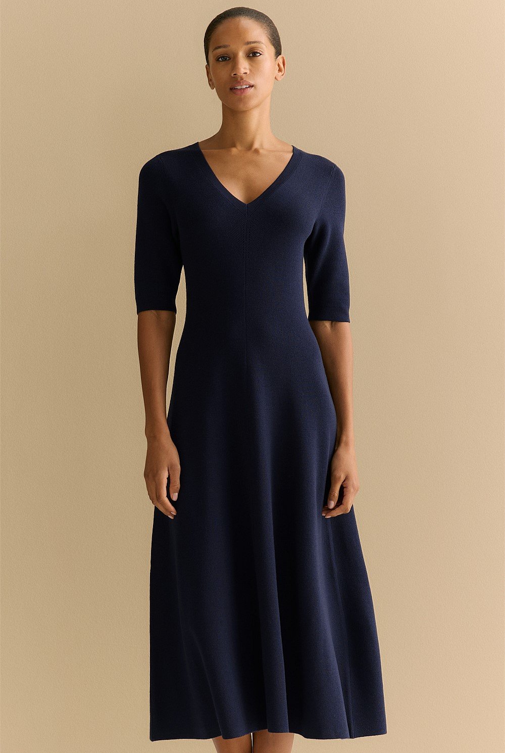 Merino Blend V Neck Dress