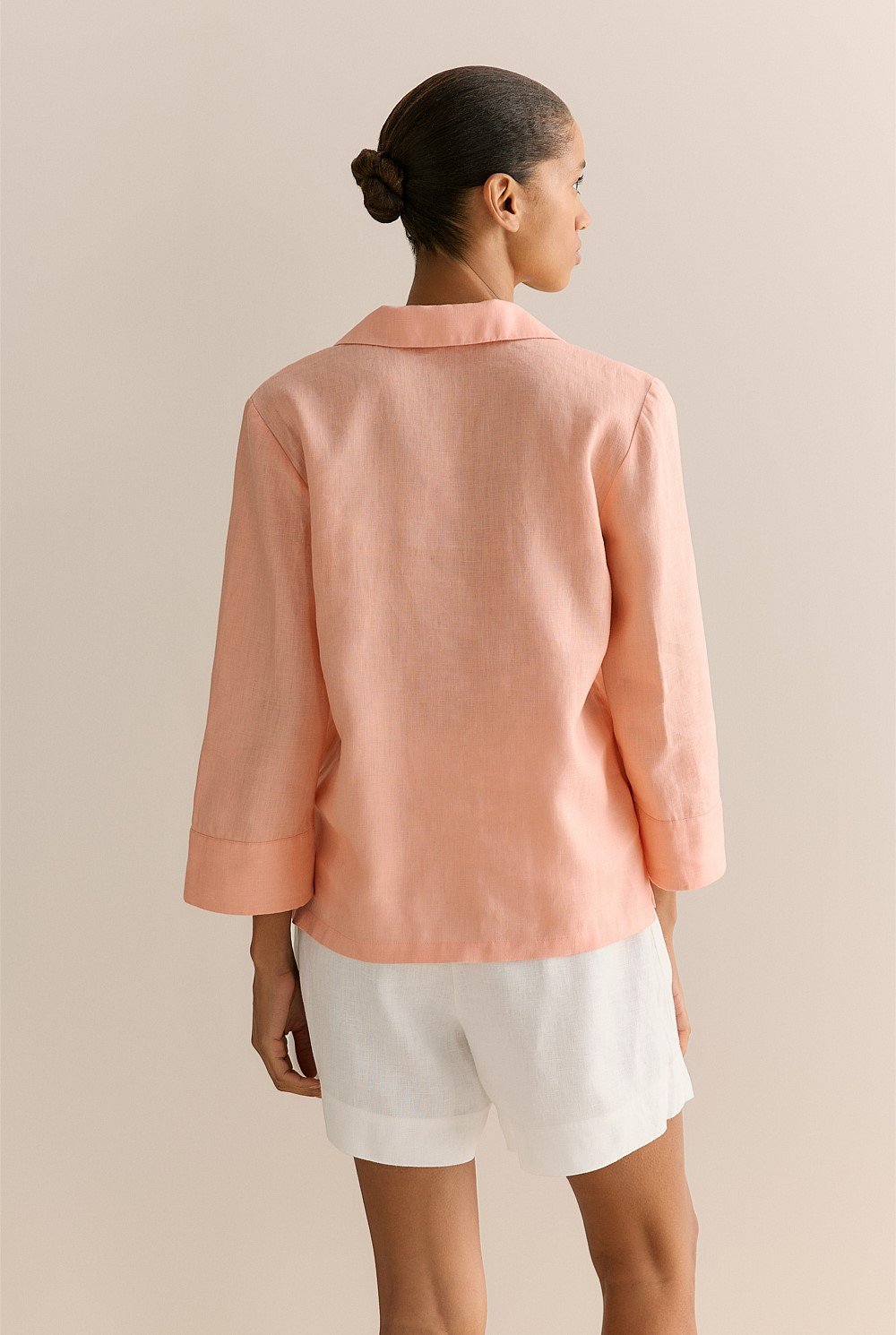 Linen Collared Popover Shirt