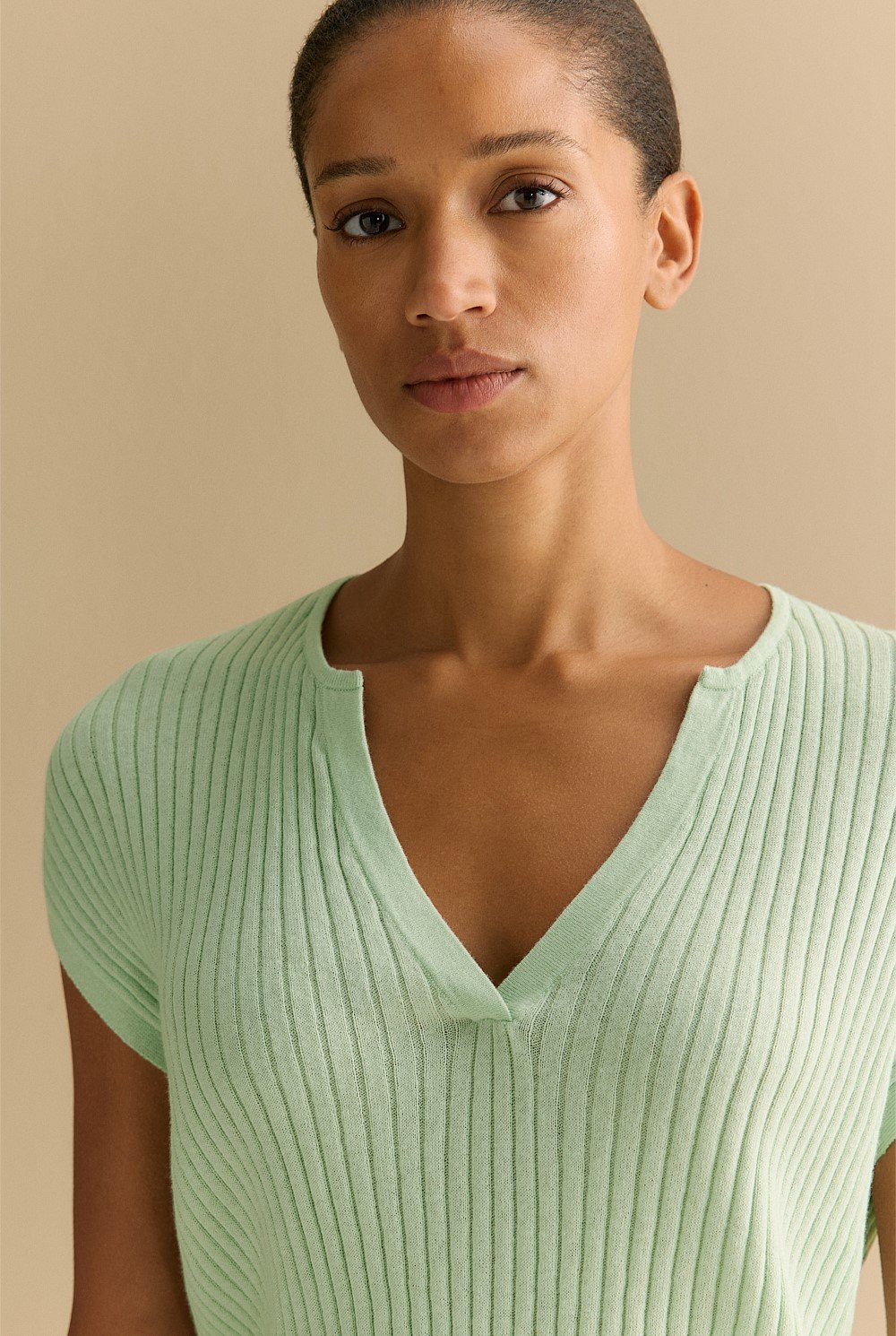 Cotton Cashmere Rib Relaxed T-shirt