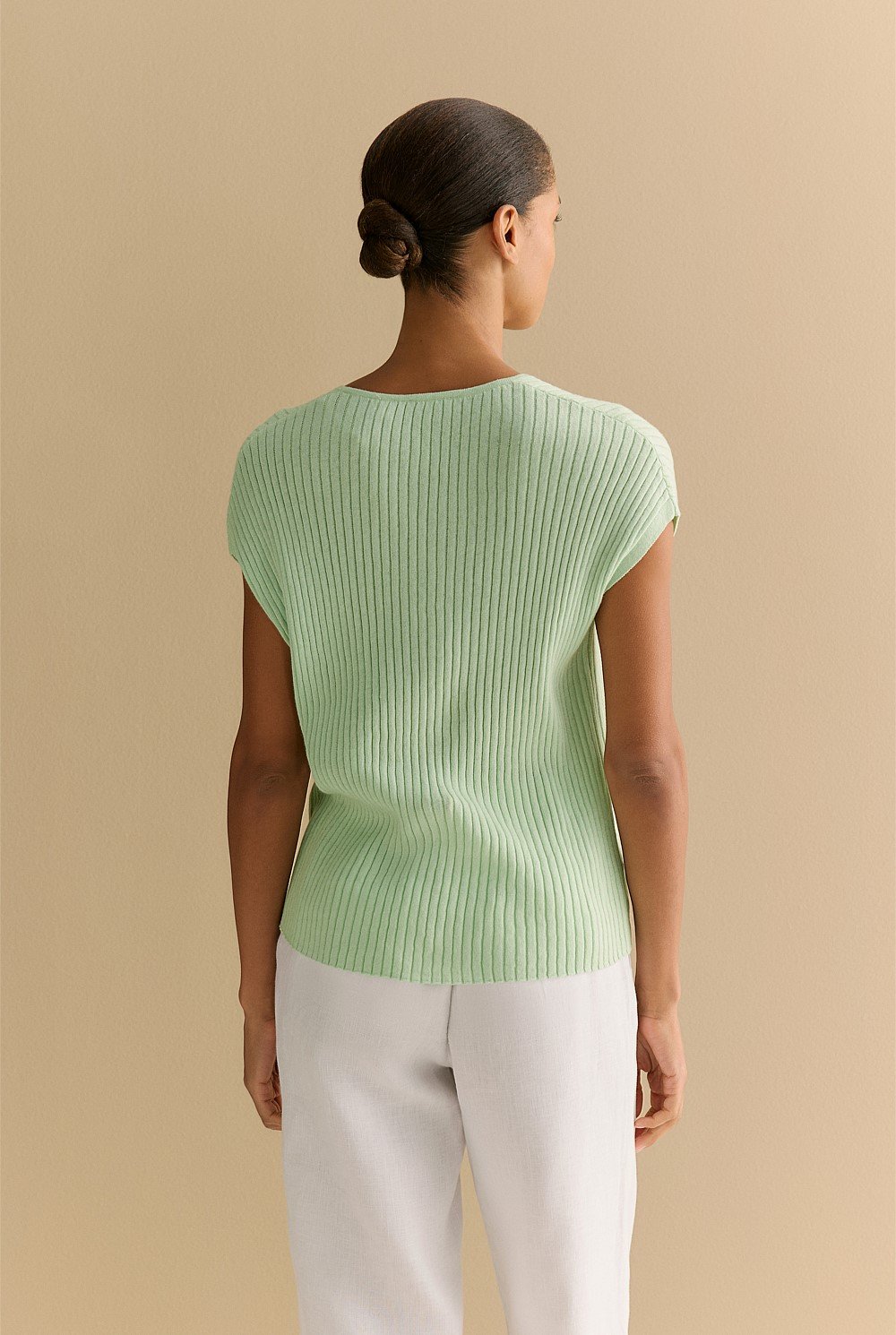 Cotton Cashmere Rib Relaxed T-shirt