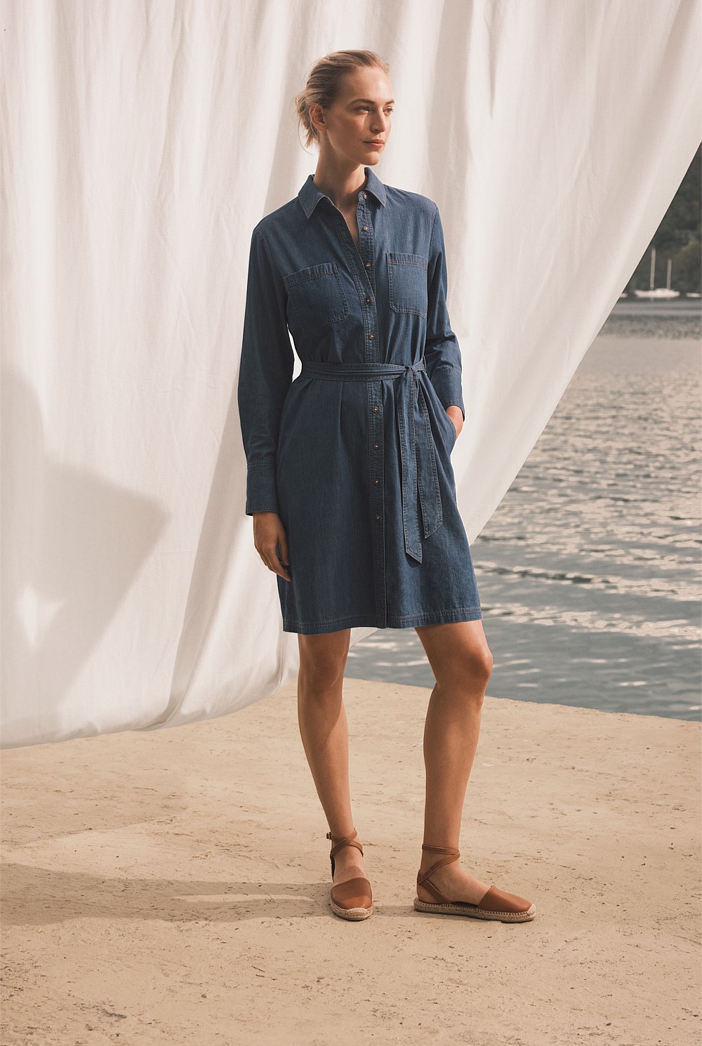 Cotton Denim Shirt Dress