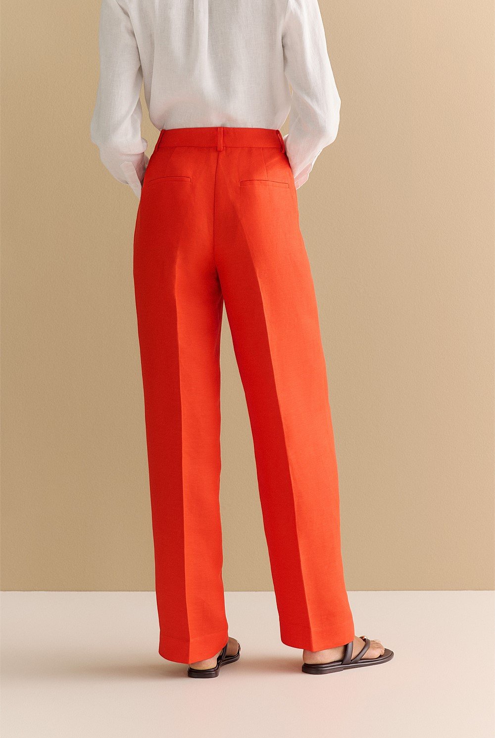 Linen Blend Twill Straight Leg Pant