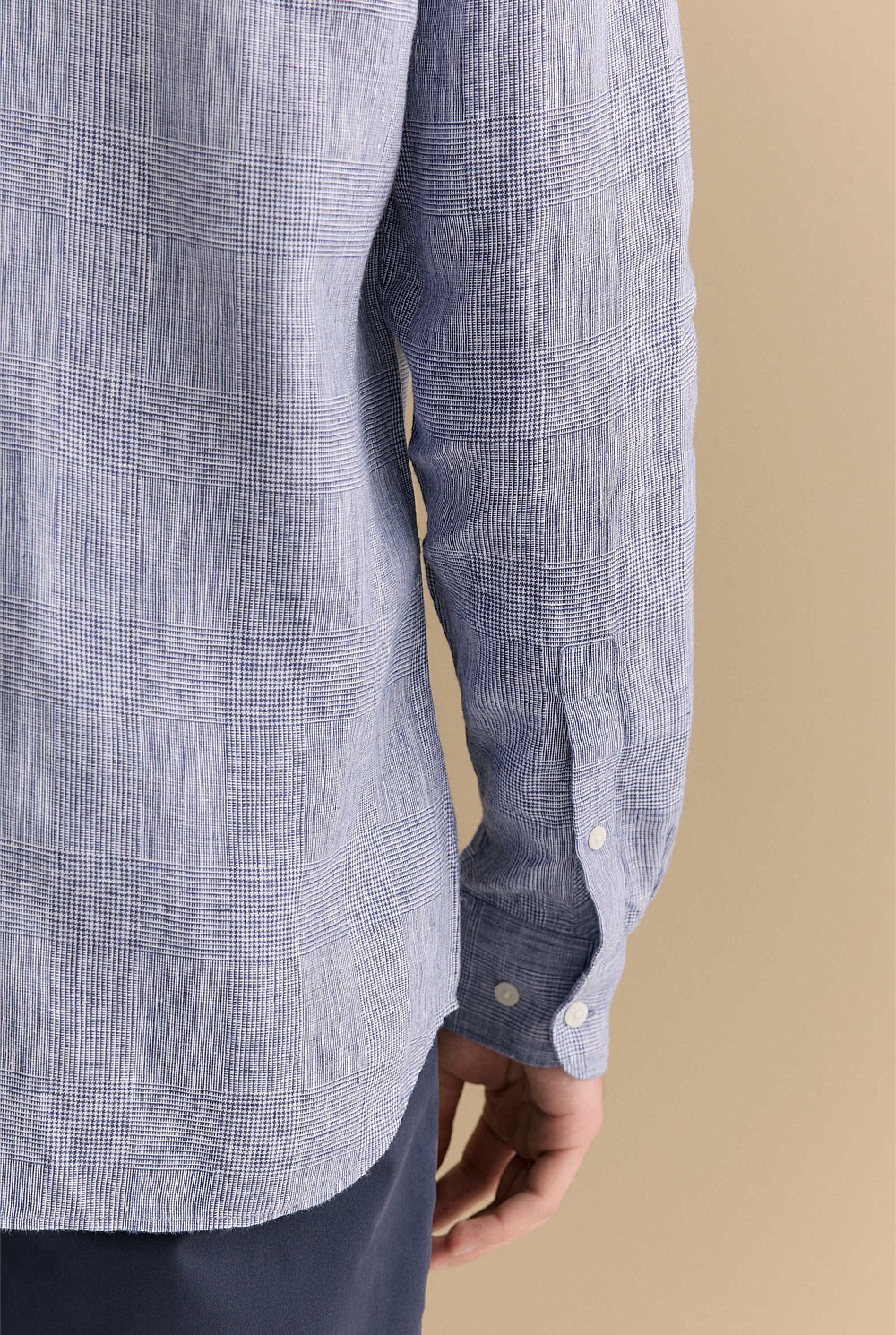 Tailored Fit Yarn Dyed Linen Textured Shirt