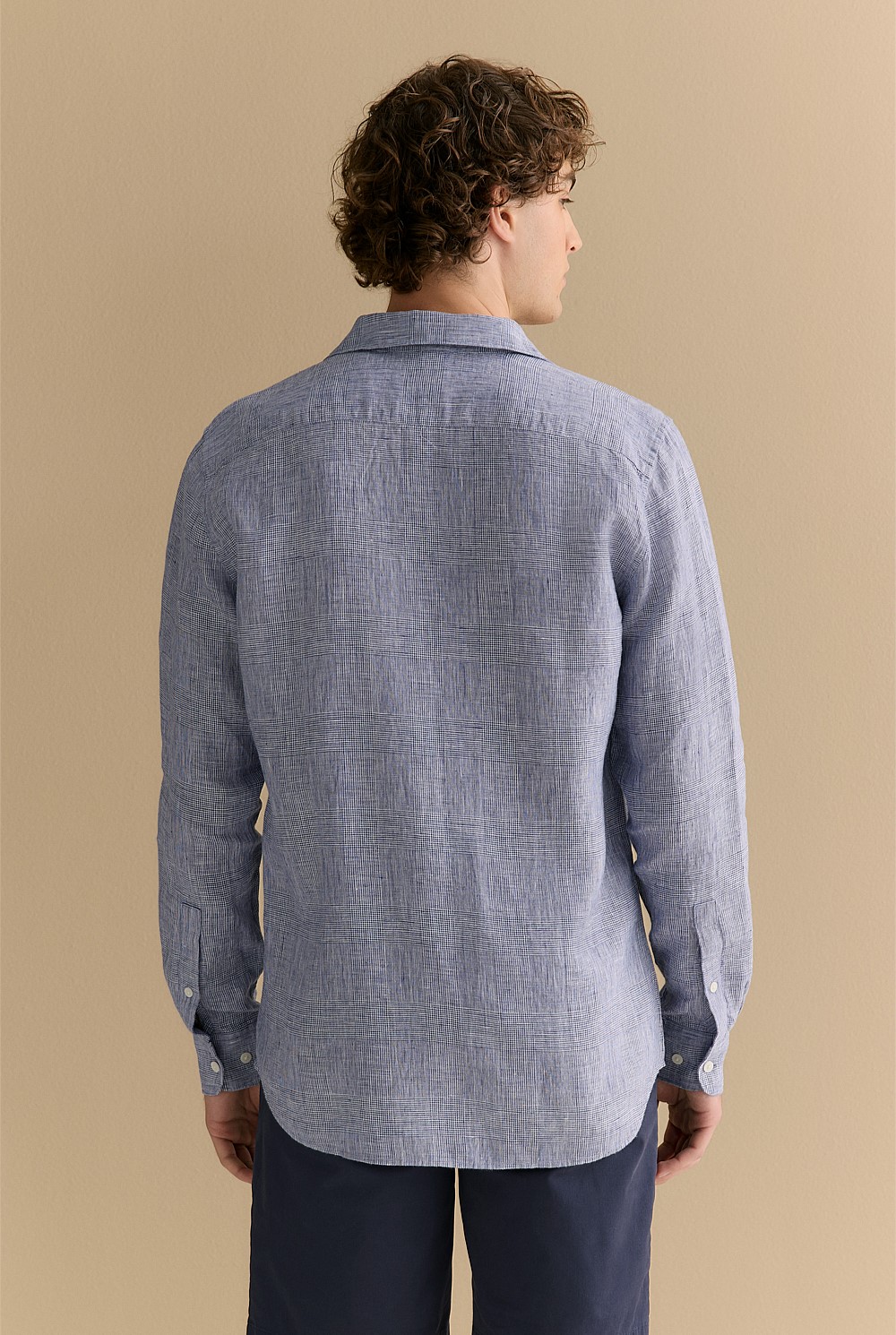 Tailored Fit Yarn Dyed Linen Textured Shirt