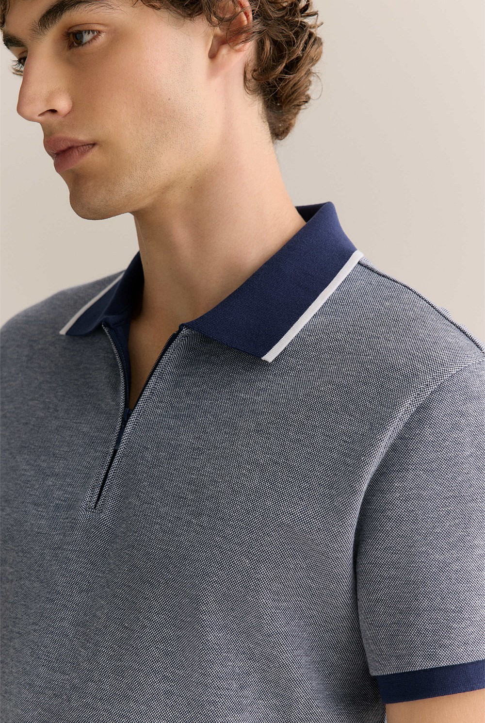 Cotton Pique Quarter Zip Polo