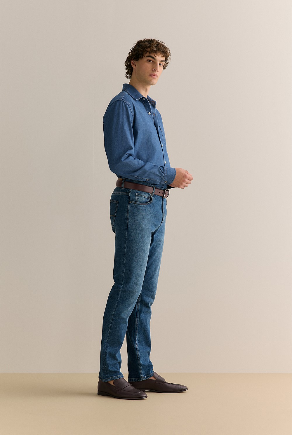 Regular Fit Cotton Hemp Twill Denim Shirt