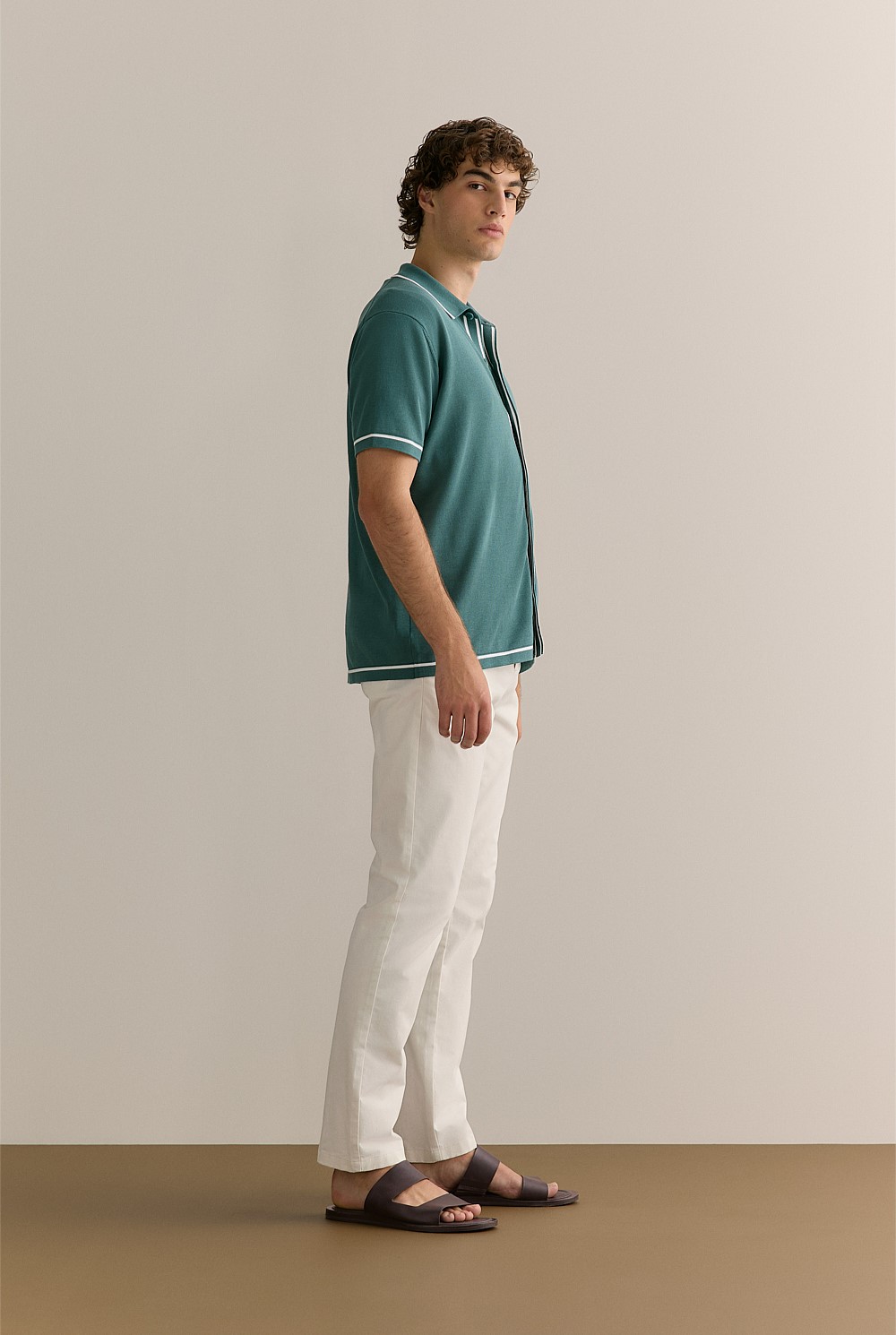 Mercerised Cotton Jersey Tipped Knit Shirt